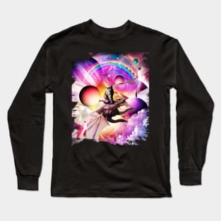 Space Cat Riding Dragon - Milkshake Rainbow Long Sleeve T-Shirt